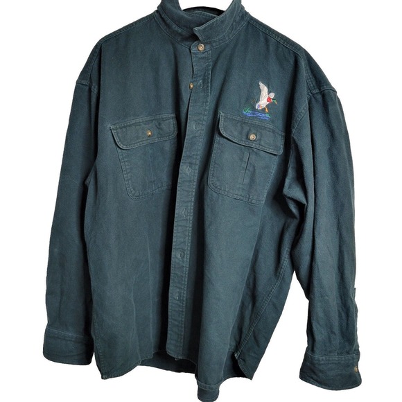 Cabelas Green Shirt Long Sleeve Jacket Size 2XL Hunting Outdoor Fish Button Up - Picture 1 of 16